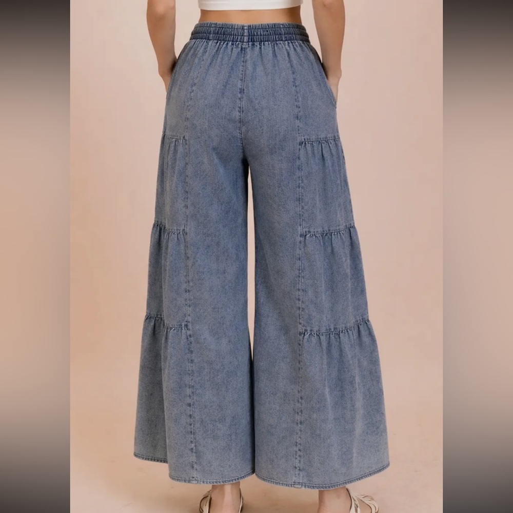 Very J Blue Wide-Leg denim Pants - Picture 2 of 4